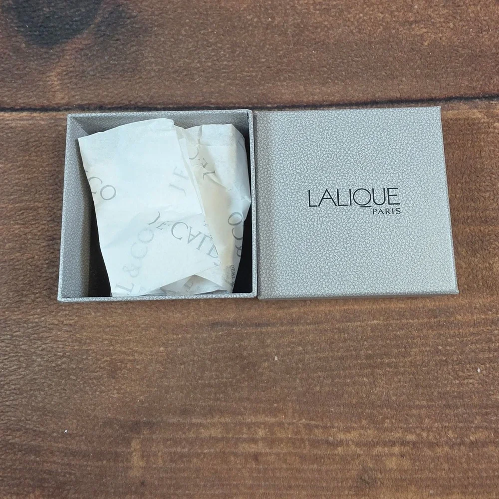 Lalique Jewelry Box Womens OS Grey Excellent Textured Logo Presentation Square